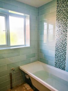 Bathroom walls ceramic tiling